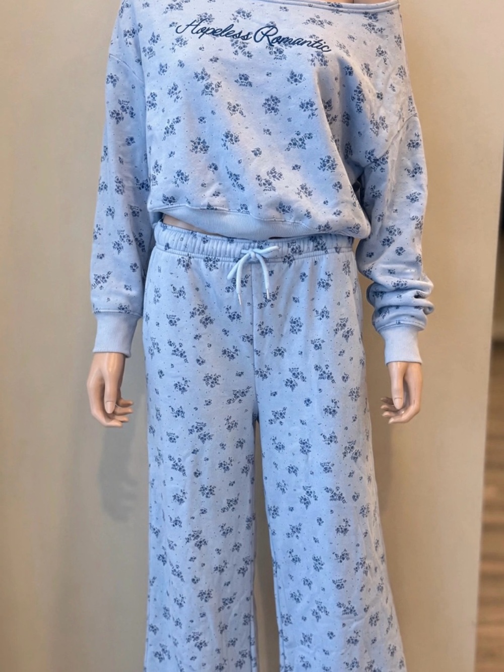Mighty Fine Light Blue Floral Women’s Pajama Set